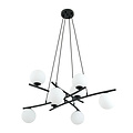 Very large black hanging lamp with 8 opal white glass balls E14