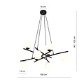 Very large black hanging lamp with 8 opal white glass balls E14