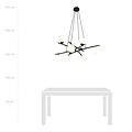 Very large black hanging lamp with 8 opal white glass balls E14