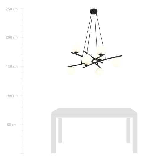 Emibig Emibig Heel grote zwarte hanglamp met 8 opaalwitte glazen bollen E14 - Perfect voor sfeervolle verlichting in elke ruimte