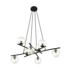 Emibig Very large design black hanging lamp with 8 transparent glass balls E14