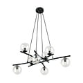 Emibig Emibig Très grande lampe suspendue noire design avec 8 boules en verre transparent E14 - Idéale pour créer une ambiance élégante