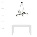 Very large design black hanging lamp with 8 transparent glass balls E14