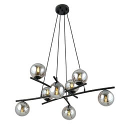 Emibig Exceptionally large black hanging lamp with 8 fumed glass balls E14