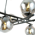 Exceptionally large black hanging lamp with 8 fumed glass balls E14