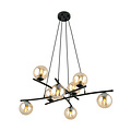 Emibig Emibig Lámpara colgante negra grande y elegante con 8 bolas de vidrio ámbar E14 - Ideal para crear un ambiente acogedor