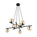 Emibig Emibig Lámpara colgante negra grande y elegante con 8 bolas de vidrio ámbar E14 - Ideal para crear un ambiente acogedor