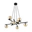 Emibig Emibig Stylish large black hanging lamp with 8 amber-coloured glass balls E14 - Ideal for creating a cozy atmosphere