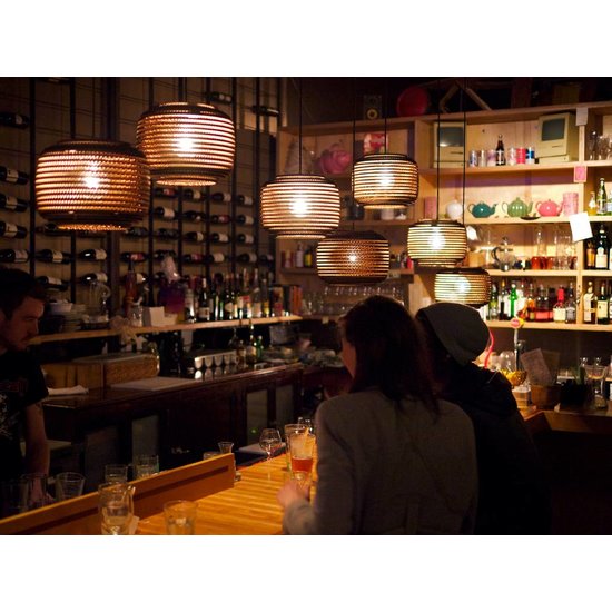 Lámpara colgante cartón diseño blanco o beige cesta Ø 28cm E27