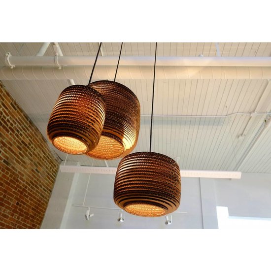 Lampe suspendue carton blanc ou beige design panier Ø 28cm E27