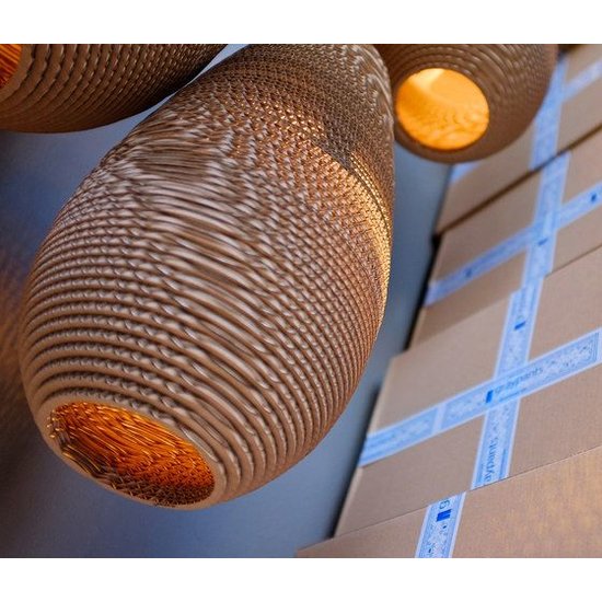 Lampe suspendue carton blanc ou beige design vase Ø 25cm E27