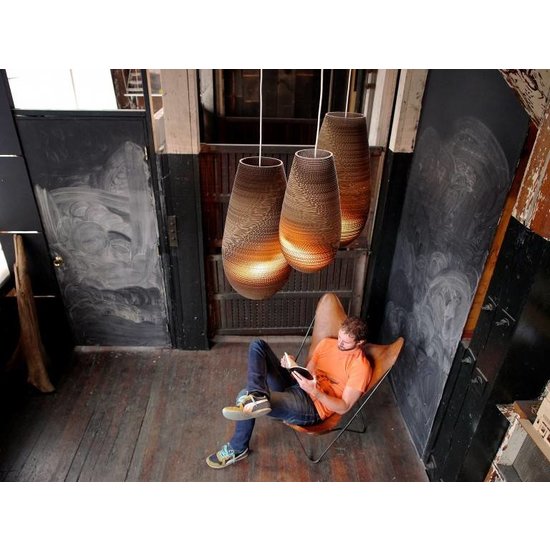 Hängelampe aus Pappe, weiße oder beige Designvase Ø 25 cm, E27