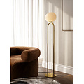 Lampadaire Danish Design, blanc opale/laiton, hauteur 135 cm, douille E27 max. 15W, IP20