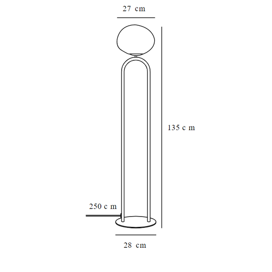 Lámpara de pie Danish Design blanco opal/latón 15W altura 135cm