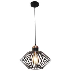Black with copper metal cage pendant lamp diamond shape E27