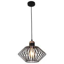 Fantasia SHURU Pendelleuchte Rautenform Metallkäfig schwarz/kupfer