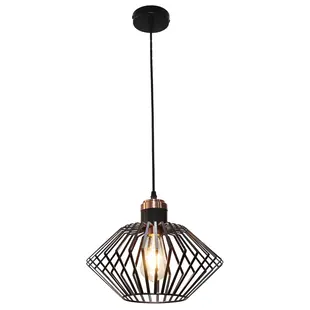 Suspension Fantasia SHURU cage métallique forme losange noir/cuivre