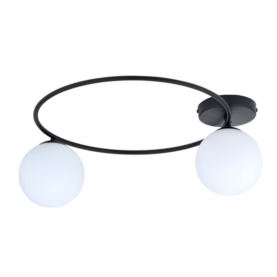 Emibig Emibig Handsome ceiling lamp black with white glass balls 2x E14 - Ideal for stylish lighting in any room