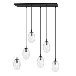 Emibig Long 6 light black pendant with 6 blown transparent glass