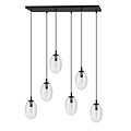 Emibig Emibig Long 6 light black pendant with 6 blown transparent glass - Create a cozy ambiance in your space