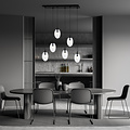 Emibig Emibig Long 6 light black pendant with 6 blown transparent glass - Create a cozy ambiance in your space