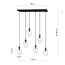 Long 6 light black pendant with 6 blown transparent glass