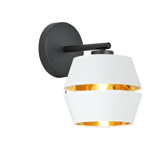 Applique noire avec E27 blanc doré à l'intérieur