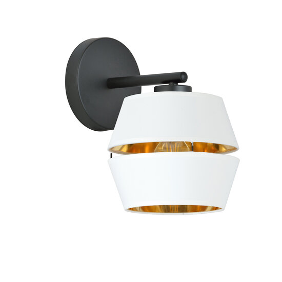 Applique noire avec E27 blanc doré à l'intérieur