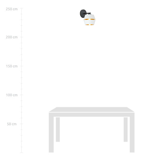 Wandlamp zwart met wit E27 goud binnenin