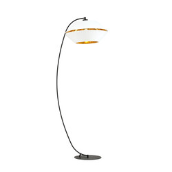 Emibig Knappe zwarte booglamp vloerlamp E27 wit en goud