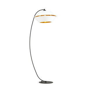 Emibig Belle lampe arc noire sur pied E27 blanche et dorée