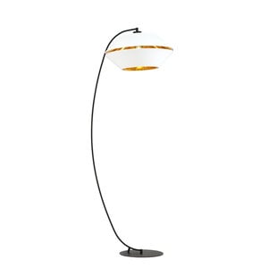 Emibig Knappe zwarte booglamp vloerlamp E27 wit en goud