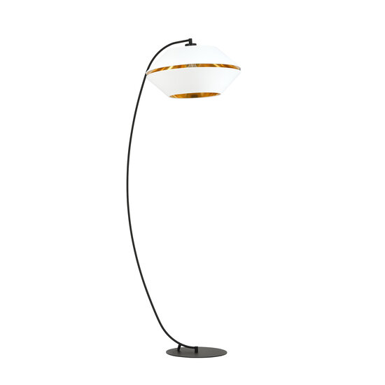 Knappe zwarte booglamp vloerlamp E27 wit en goud
