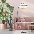 Emibig Emibig Belle lampe arc noire sur pied E27 blanche et dorée - Parfaite pour une décoration intérieure élégante