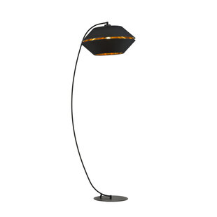 Emibig Außergewöhnliche schwarze Bogenlampe Stehleuchte E27 Schwarz und Gold