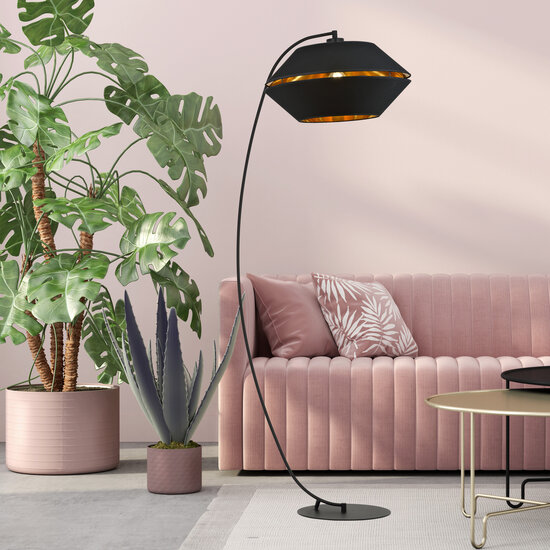Emibig Emibig Exceptional black arc lamp floor lamp E27 black and gold - Ideal for stylish living room lighting