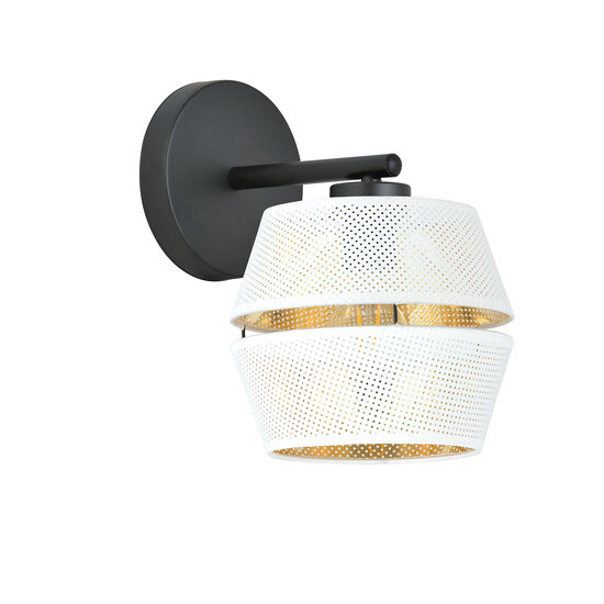 Wall lamp with holes black with white E27 gold inside