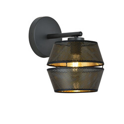 Black perforated wall lamp with gold interior 1x E27