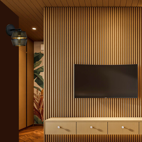 Emibig Emibig Black perforated wall lamp with gold interior 1x E27 - Ideal for stylish lighting