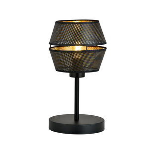 Hermosa lámpara de mesa negra con detalles dorados 1x E27