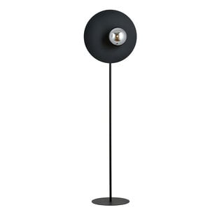 Black floor lamp finished with smoked glass bulb 14 cm E14