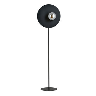 Emibig Lámpara de pie negra con bombilla de vidrio ahumado 14 cm E14