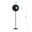 Black floor lamp finished with smoked glass bulb 14 cm E14