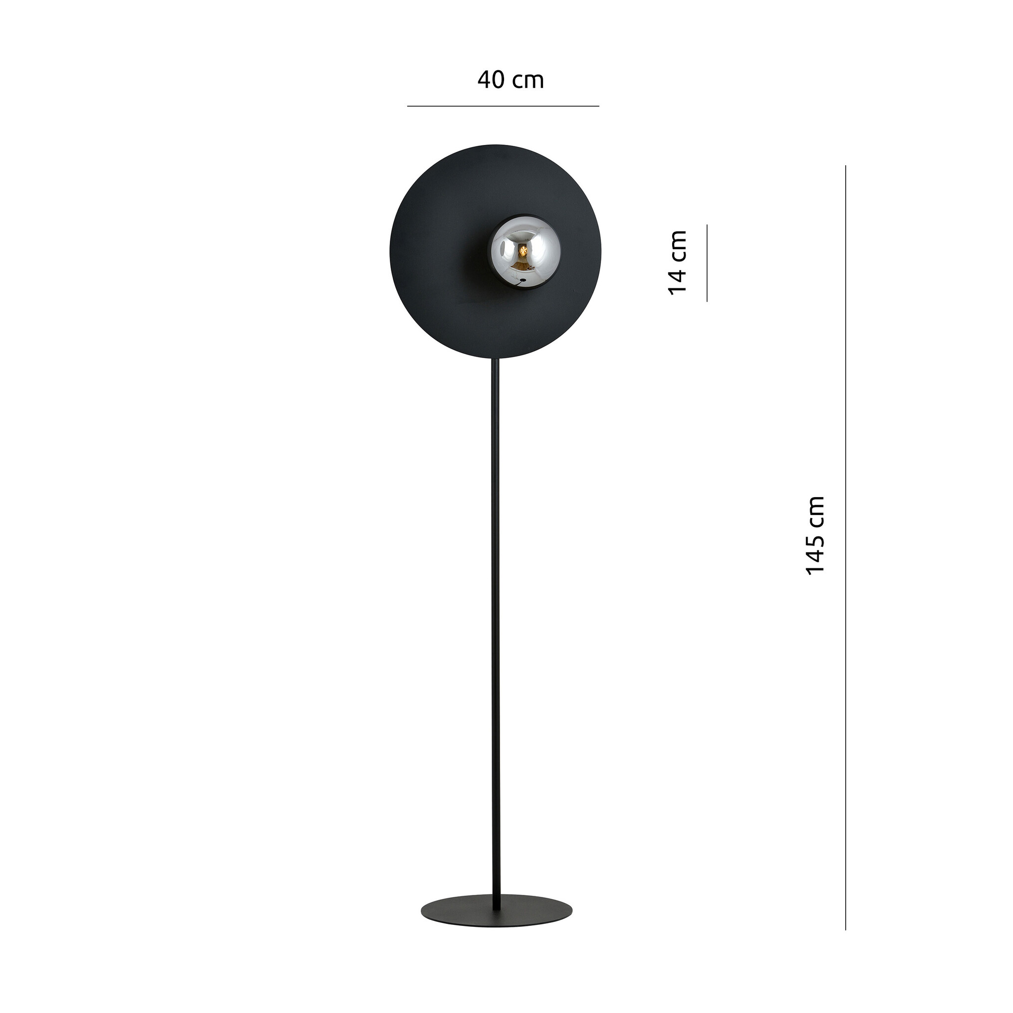 Lampe de sol - couleur noir - hauteur 145cm