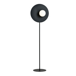 Zwarte staande lamp afgewerkt met melkglas bol van 14 cm E14