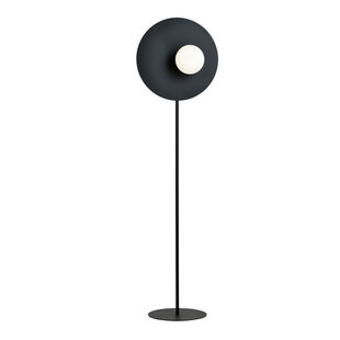 Black standing lamp finished with milk glass ball of 14 cm E14