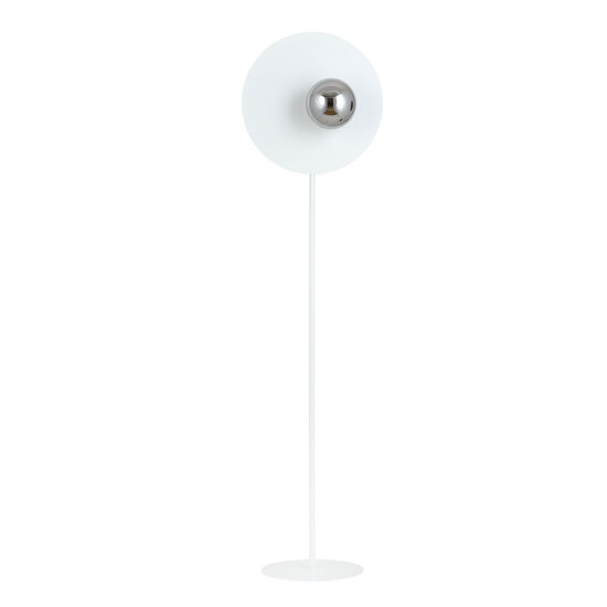 Emibig Emibig Lámpara de pie blanca con bombilla de vidrio ahumado 14 cm E14 - Ideal para crear una atmósfera acogedora en tu sala de estar