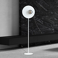 White floor lamp finished with smoked glass bulb 14 cm E14