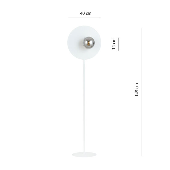 Emibig Emibig Weiße Stehleuchte mit Rauchglaskolben 14 cm E14 - Ideal für eine gemütliche Atmosphäre in Ihrem Wohnzimmer