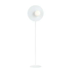 White standing lamp finished with milk glass ball of 14 cm E14